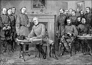 General Lee was forced to sign the documents of surrender at Appomattox Courthouse on April 9, 1865. 
