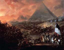 The Battle of the Pyramids in 1798. 