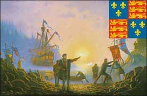In 1494, John Cabot planted the banners of England, Ireland and France in the New World. 