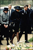 Charles and Diana attending the funeral service for her father. 