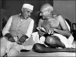Gandhi and Jawaharlar Nehru.