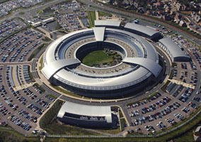 Massive British spying hdqrs in Cheltenham, Gloucestershire. 