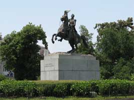 Statue honoring general Jackson in Jackson Square, New Orleans, Louisiana. 