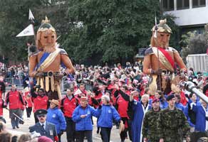 Gog and Magog on parade. 