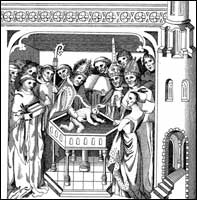 14th century Saxon baptism. 