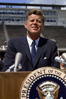 JFK making his moon landing speech on Sept. 12, 1962. 