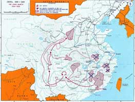 The Long March toward Manchuria lasted from Oct. '34 to Oct. '35. 