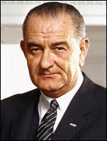 President Lyndon Johnson (1908 - 1973).