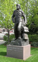 Marcus Whitman's statue in Walla Walla, Washington. 