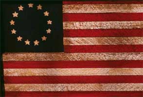 The 13 stars and stripes of the Revolutionary War. 