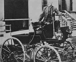 George B. Selden with his automobile. 