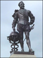 Statue of Sir Francis Drake in Plymouth, England. 