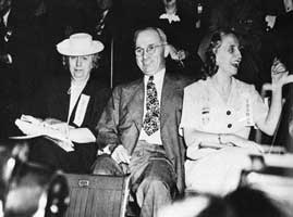 Harry Truman with his wife and daughter at the 1944 Democratic Convention. 